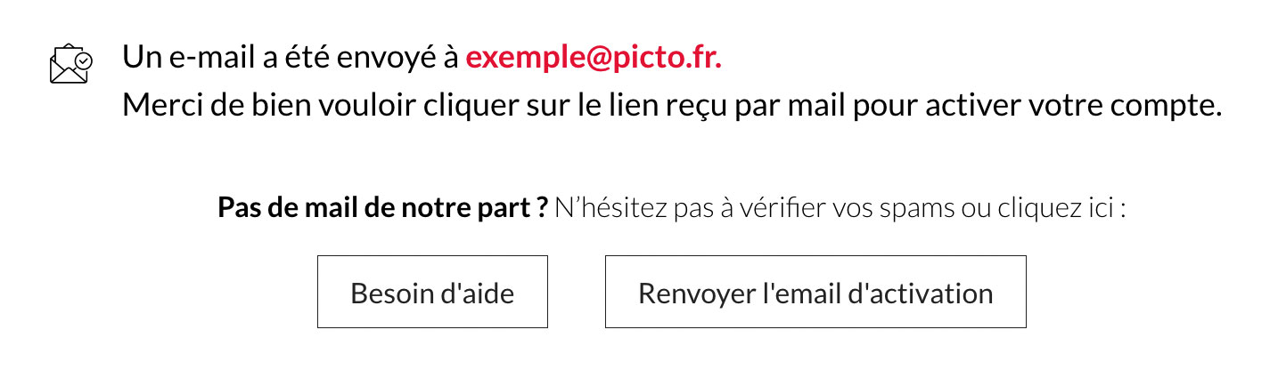 Cr&eacute;ation de votre compte - activation
