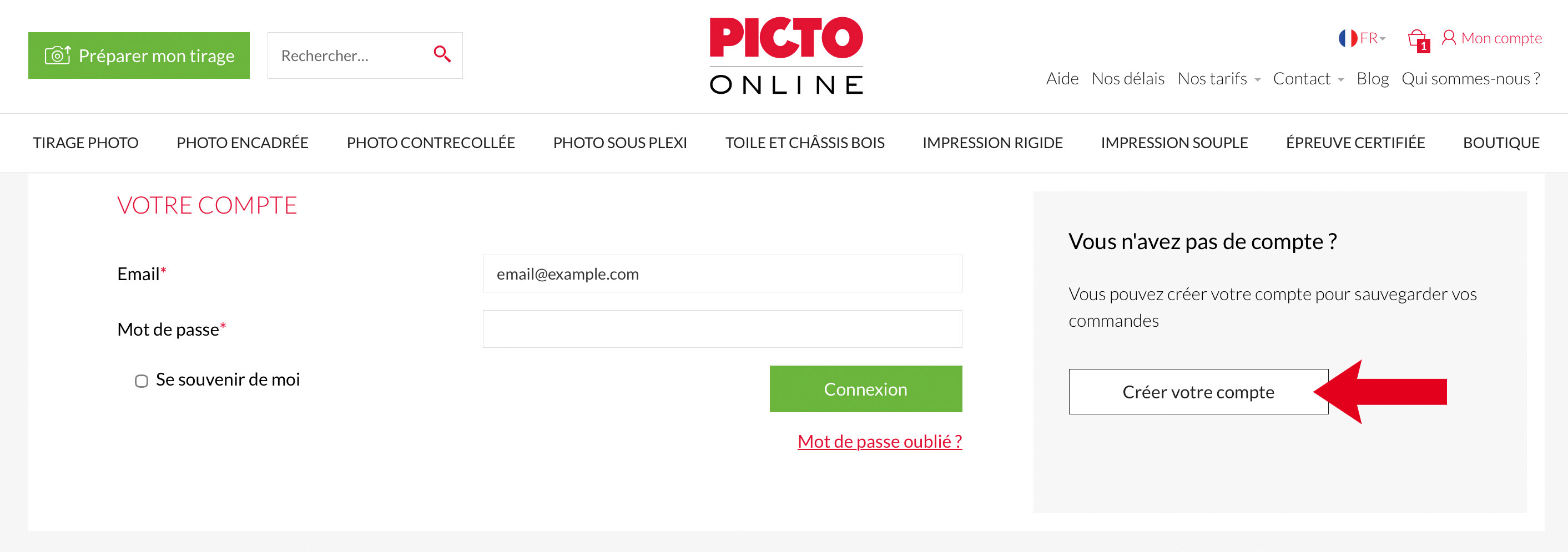 Cr&eacute;ation de votre compte - page parametrage